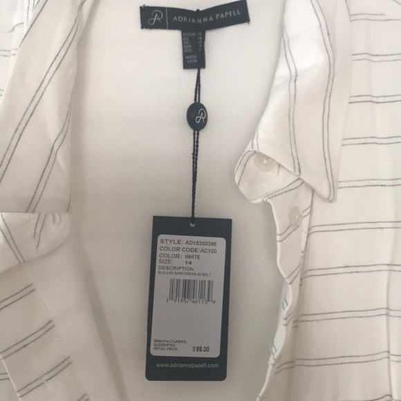Adrianna Papell white shirtdress with belt - Picture 2 of 2